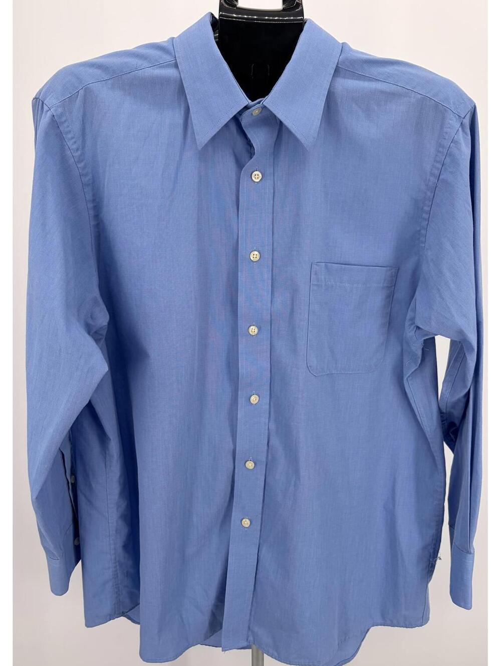 Classic Chaps Wrinkle Free Blue Dress Shirt Large 16-16.5 Collar
